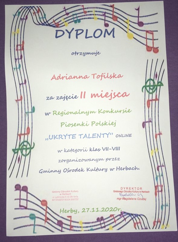 WSPANIAŁE OSIĄGNIĘCIA  ARTYSTYCZNE NASZYCH UCZNIÓW